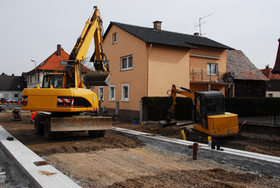 Bagger beim bauen