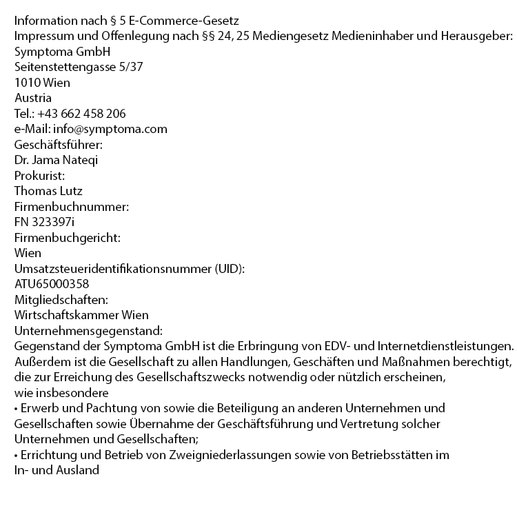 Impressum der Symptoma GmbH